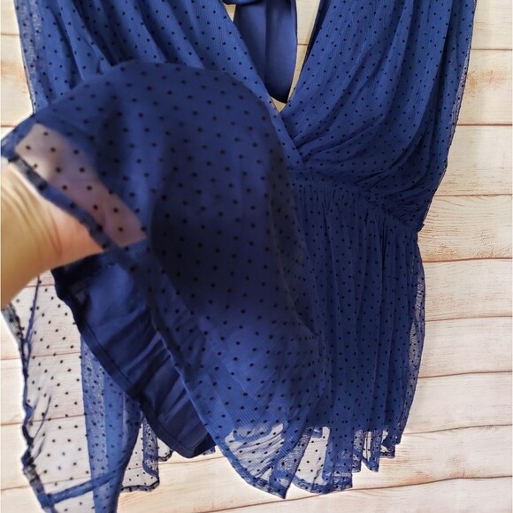 Anthropologie Tulle V-Neck Polka Dot Blouse - Picture 5 of 11